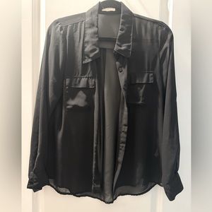 Sheer Long Sleeve Button Down Shirt